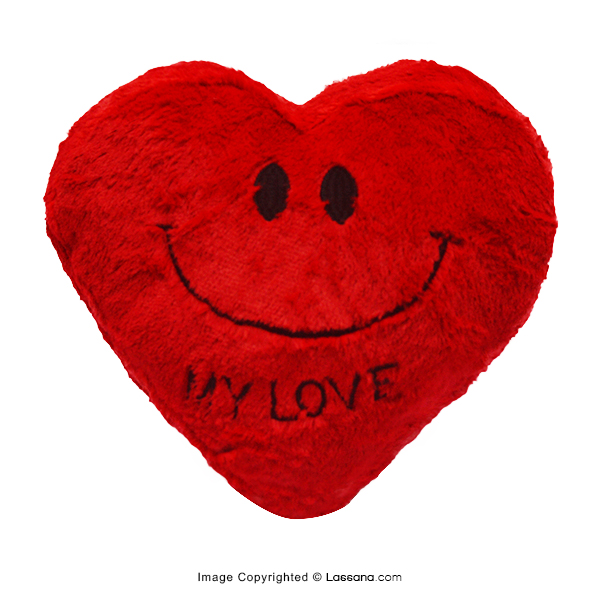 MY LOVE SMILEY FACE HEART CUSHION - RED - Cushions & Pillows - in Sri Lanka